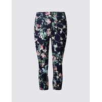 M&S Collection Floral Print Cropped Slim Leg Trousers
