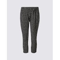 M&S Collection PLUS Tie Waist Cropped Tapered Leg Trousers