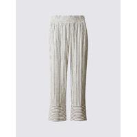 M&S Collection Pure Cotton Striped Slim Cropped Trousers