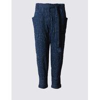 M&S Collection Pure Cotton Striped Combat Cropped Trousers