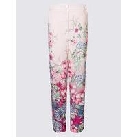 ms collection floral print straight leg trousers