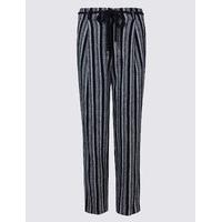 M&S Collection Linen Rich Striped Tapered Leg Trousers