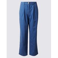 ms collection pure cotton poplin chino slim leg trousers