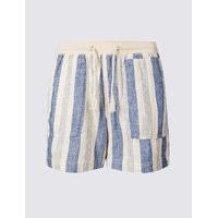 M&S Collection Linen Rich Striped Shorts