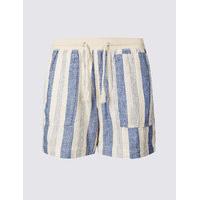 ms collection linen rich striped shorts