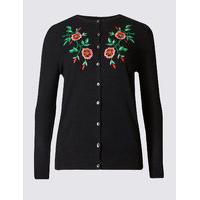 M&S Collection Embroidered Round Neck Cardigan