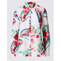 M&S Collection Cotton & Silk Blend Floral Print Shirt