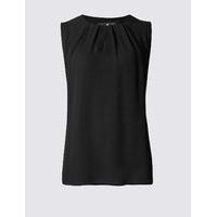 ms collection pleated round neck vest top