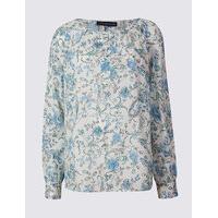 ms collection pure cotton floral print long sleeve blouse
