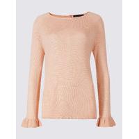 ms collection slash neck flute sleeve jumper