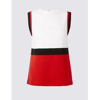 M&S Collection Colour Block Round Neck Sleeveless Jumper