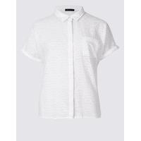 M&S Collection Pure Cotton Broderie Short Sleeve Shirt