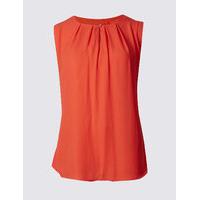 ms collection pleated round neck vest top