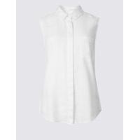 M&S Collection Linen Rich Sleeveless Shirt