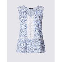 M&S Collection Pure Cotton Floral Print Shell Top