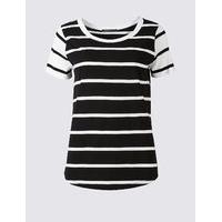 M&S Collection Pure Cotton Block Striped T-Shirt