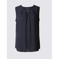 M&S Collection Pleated Round Neck Vest Top