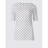 M&S Collection Pure Cotton Slash Neck Half Sleeve T-Shirt