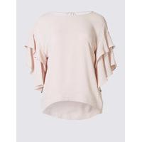 M&S Collection Round Neck Flamenco Sleeve Shell Top