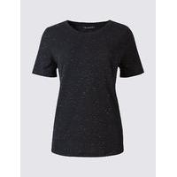 ms collection glitter round neck short sleeve t shirt