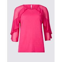 M&S Collection Modal Rich Ruffle Sleeve Jersey Top