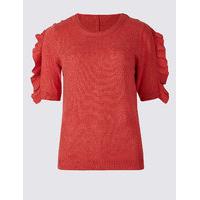 M&S Collection Ruffle Sleeve Round Neck Jumper