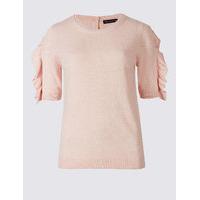 M&S Collection Ruffle Sleeve Round Neck Jumper