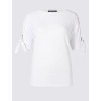 ms collection eyelet round neck short sleeve t shirt