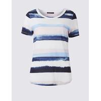M&S Collection Pure Cotton Watercolour Stripe T-Shirt