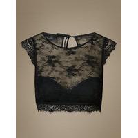 ms collection eyelash lace high neck non padded bralet