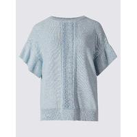 M&S Collection Pure Cotton Lace Trim Flared Sleeve Jumper