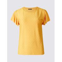 M&S Collection Spotty Frill Short Sleeve T-Shirt