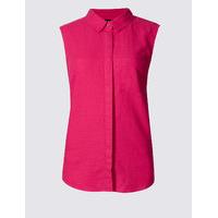 M&S Collection Linen Rich Sleeveless Shirt