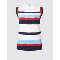 M&S Collection Striped Round Neck Sleeveless Jumper