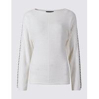 M&S Collection Stud Detail Sleeve Round Neck Jumper