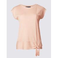 ms collection side tie round neck cap sleeve jumper