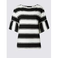 M&S Collection PETITE Striped Flare Sleeve T-Shirt