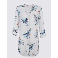 ms collection floral print notch neck long sleeve tunic