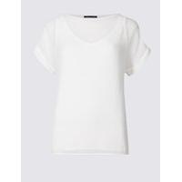 M&S Collection Woven Layer Slash Neck Short Sleeve T-Shirt