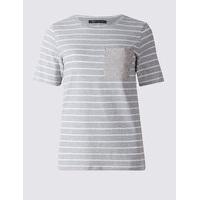 M&S Collection Pure Cotton Striped Short Sleeve T-Shirt
