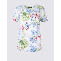 M&S Collection Pure Cotton Floral Print T-Shirt