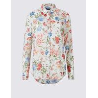 M&S Collection Pure Modal Floral Print Long Sleeve Shirt