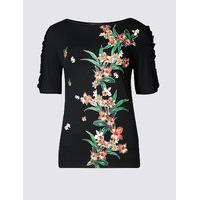 ms collection floral print ruffle sleeve t shirt