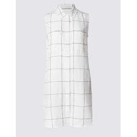 M&S Collection Linen Rich Striped Longline Shirt