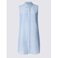 M&S Collection Linen Rich Longline Sleeveless Shirt