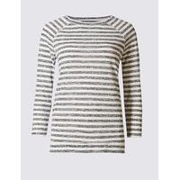 M&S Collection Striped Raglan 3/4 Sleeve T-Shirt
