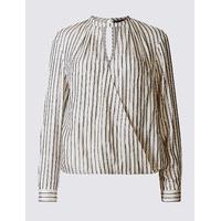 M&S Collection PETITE Metallic Stripe Wrap Shell Top