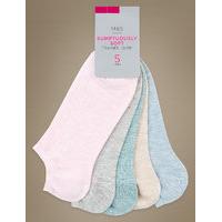 M&S Collection 5 Pair Pack Ribbed Trainer Liner Socks