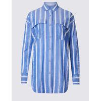 M&S Collection Pure Cotton Striped Long Sleeve Shirt