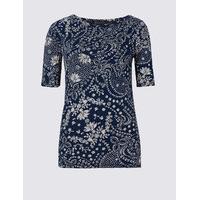 M&S Collection Pure Cotton Swirl Print Half Sleeve T-Shirt